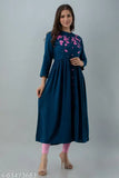 Rayon embroidered kurta by Janaknandini Crafts, three-quarter sleeves, Indian fashion wear