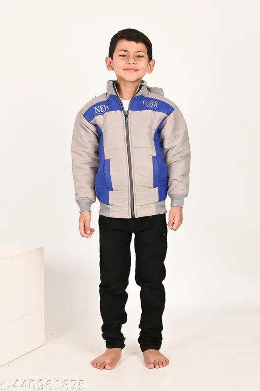 A child wearing a babyhug reversible winter jacket with a warm design