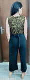 Gold sequin jumpsuit, black and gold, cotton blend, party wear for women