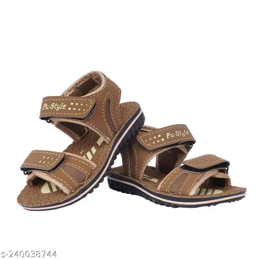 Brown sandals with a buckle and straps