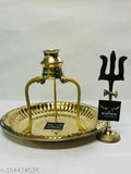 Brass Shivling Stand for Puja Tripai Lota, decorative showpiece for Shivratri Puja and Jalabhishek, 8cm x 10cm x 8cm in size, made in India