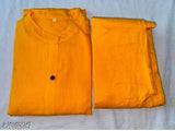Yellow Kantha Cotton Begonia Coord Set, solid color, all-age suitable, Indian handloom clothing with three-quarter sleeves (S-XXXL sizes available)