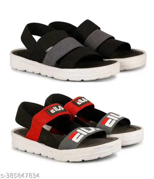 White EVA sandals for boys combo, printed net pattern, casual wear & special needs footwear. Two pairs for regular use