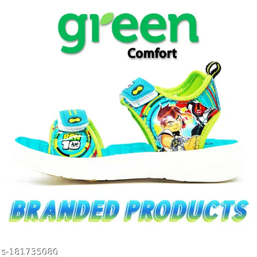 Limited Edition Ben 2.0 Adventures Sea Green/Parrot Green Kids Sandals - Patent Leather & EVA, featuring Velcro fastening for comfort in sizes 2 to 13 years
