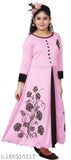 Nylon princess ethnic gown for girls, three-quarter sleeve printed net style, Indian origin (4-5 years)