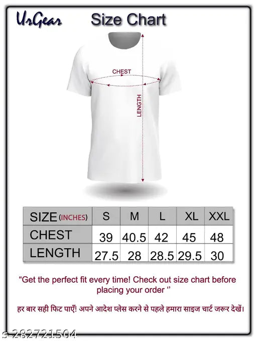 UrGear Men's Printed Round Black Tshirts