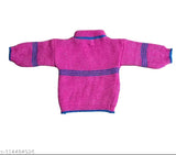 Wool unisex sweater set, printed net pattern, India-made infant clothing on hanger