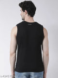 Sleeveless cotton-polyester Frisker Men's T-shirts (S: 38in/26in, L: 42in/28in, XXL: 46in/30in), high quality, round neck, solid color