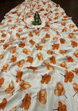 Georgette saree, leheriya, red and orange floral pattern, trending