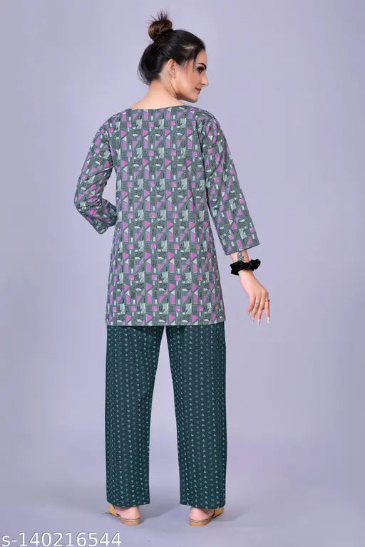 100% pure cotton printed nightsuit for comfort and relaxation