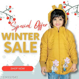 Yellow puffer jacket for a baby girl