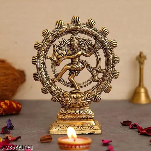 Metal Nataraj idol, 10" x 10" x 10", Shiva dancing for temple and gifting, Indian craftsmanship