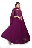 Embellished net Georgette Anarkali dress, full sleeves, multiple sizes available from S to XXXL, made in India