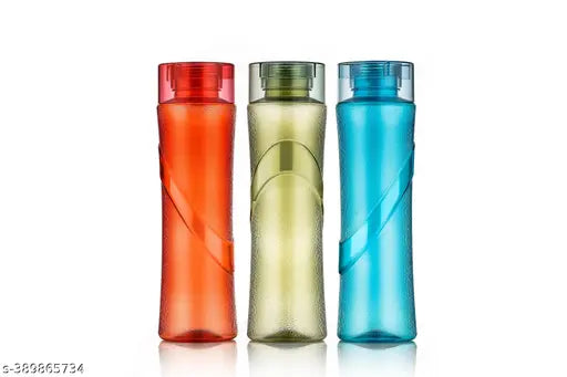 Multi-colored PET fridge water bottles (1000ML each), leak-proof and durable for school, college, office use