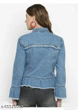 Solid denim women's long-sleeved jacket, fashionable and trendy, size N from India
