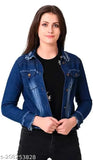Women's denim long-sleeve solid, size S (bust 34in, length 18in), made in India