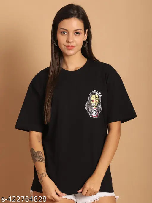 Cotton printed loose oversize t-shirt for women. Sleeve length: standard