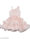Pink tulle ruffle skirt dress for little girls party wear