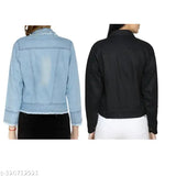 Denim jean jacket, black lapel design, girls, trendy, casual style, denim fashion