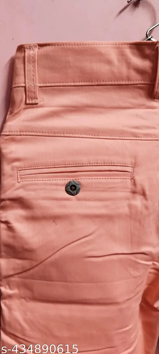 Solid cotton-lycra stretchable trouser from India, comfortable for everyday wear