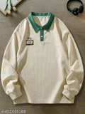 Korean style baseball loose polo shirt for men, oversized waffle print in quality cotton fabric