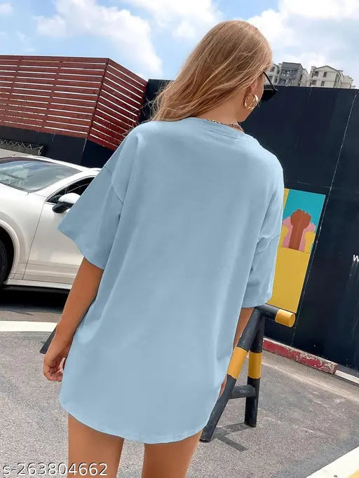 Blue oversized back print T-shirt women's VEROCONIC by Veronica brand casual wear