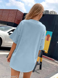Blue oversized back print T-shirt women's VEROCONIC by Veronica brand casual wear