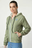 Women trendy warm zipper jacket - Mint Green