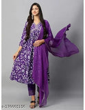 Purple rayon dress with matching dupatta