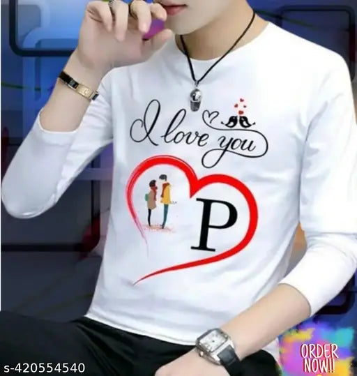 Printed polyester mangroly trending men's long sleeve T-shirt, vibrant design on display rack, available in sizes S-XXL