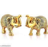 Gold metal elephant statue for home office table decor, 12.5cm tall