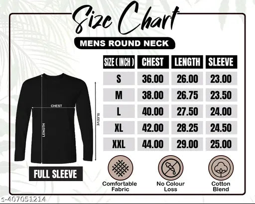 Black cotton blend, full-sleeve Korean style men's t-shirt, perfect for all seasons and suitable gift for a man