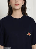 Graphic printed cotton oversize regular tshirt for women