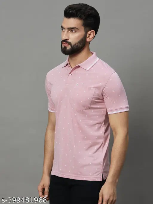 UNIBERRY men's printed cotton blend polo t-shirt, half sleeves with pocket, vibrant design