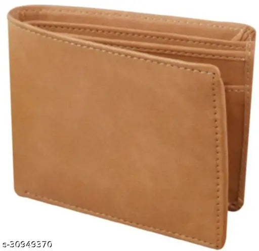 Men's khaki faux leather minimalist wallet - smooth finishing, 3 card slots, complements style, fits all currency sizes