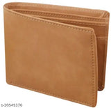 Men's khaki faux leather minimalist wallet - smooth finishing, 3 card slots, complements style, fits all currency sizes