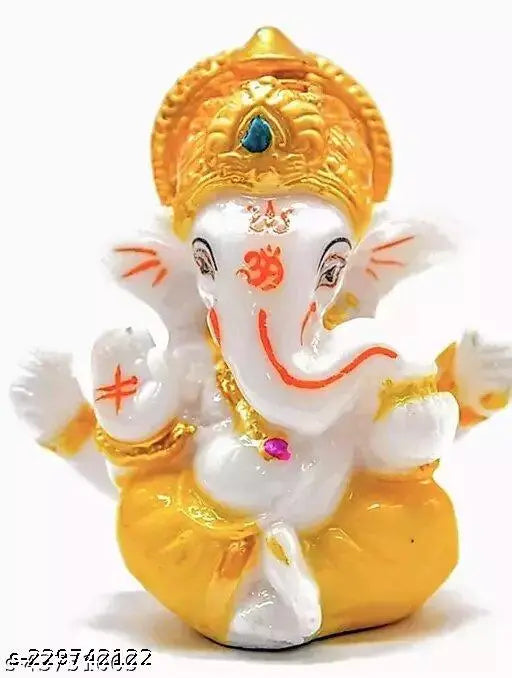 Handcrafted multicolor polyresin Lord Ganesh idol, perfect for car dashboard or home decor