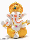 Handcrafted multicolor polyresin Lord Ganesh idol, perfect for car dashboard or home decor