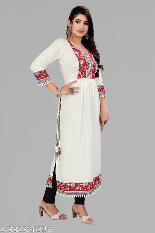 White designer kurta with latkan design
