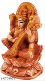 Brown ceramic Saraswati Murti figurine, hand-crafted God idol for home and temple decoration