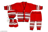 Woolen baby boys & girls winter clothing set, embroidered net pattern for 0-3M, 0-6M, 3-6M sizes