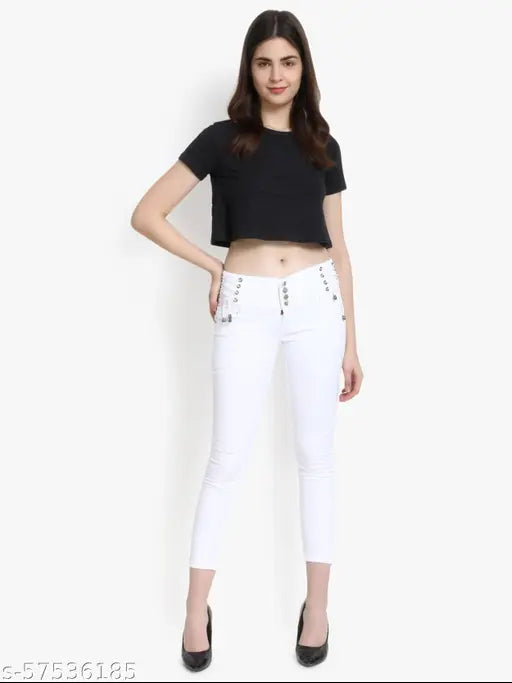 High waist skinny fit denim jeans
