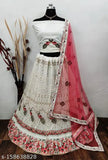 White net FLEX_Lehenga_Bulbul with embroidered top and dupatta, traditional Indian bridal wear on mannequin