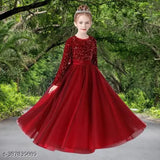 M S Creations kids formal dress, long sleeved net princess gown for toddlers, Indian handcrafted flower girl dress for parties