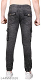 Men's blue denim jogger pants, 6 pocket style