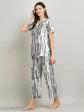 Rayon printed nightsuit for women, short-sleeved pyjamas in XL (42in bust, 44in top length, 38in waist, 39in bottom length) and XXL (44in bust, 44in top length, 40in waist, 39in bottom length), India-origin