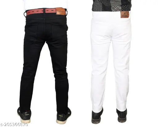Denim jeans pack of 2 for men, solid pattern, sizes 28-36, made in India