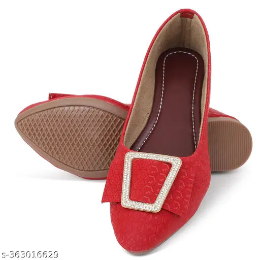 Synthetic leather textured ballerinas by Apnaaye - comfortable sole, slip-on style, fashionable IND-4 to IND-9 sizes, Indian origin
