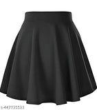 Western high-waist crepe mini skirt, solid net, women's fashion, casual wear, trendy style