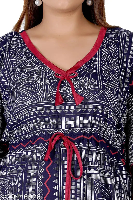 Pink rayon cotton kaftan-style pyjama set, attractive and comfortable nightwear for women, premium quality Indian import